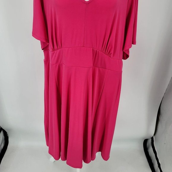 Torrid Pink V-neck Short Flutter Sleeves Skate Dress Women's Size 3X NEW - Picture 4 of 9